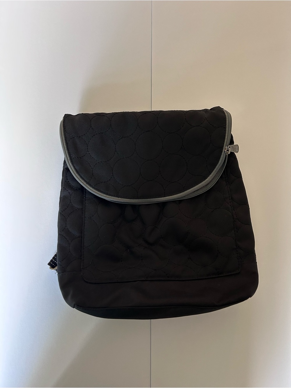 Thirty One Quilted Black Backpack with Curved Flap